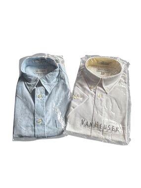 Van Heusen Men's Dress Shirts - Light Blue & White